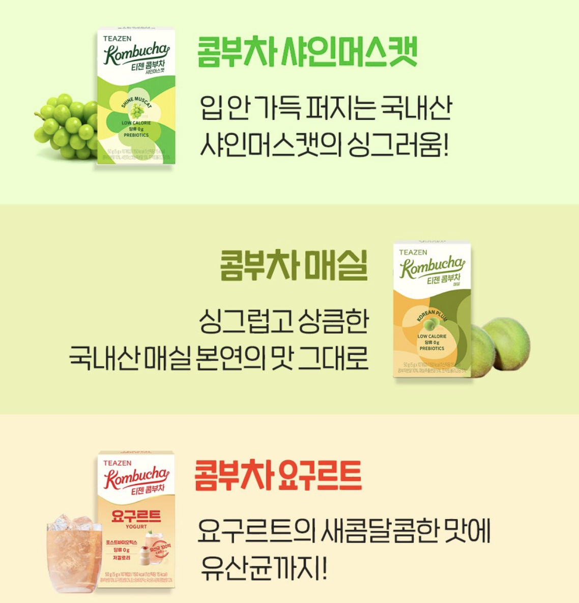 韓國 TEAZEN 低卡無糖 益生菌 康普茶 綜合體驗組 20包/袋 ｜Kombucha Starter Pack
