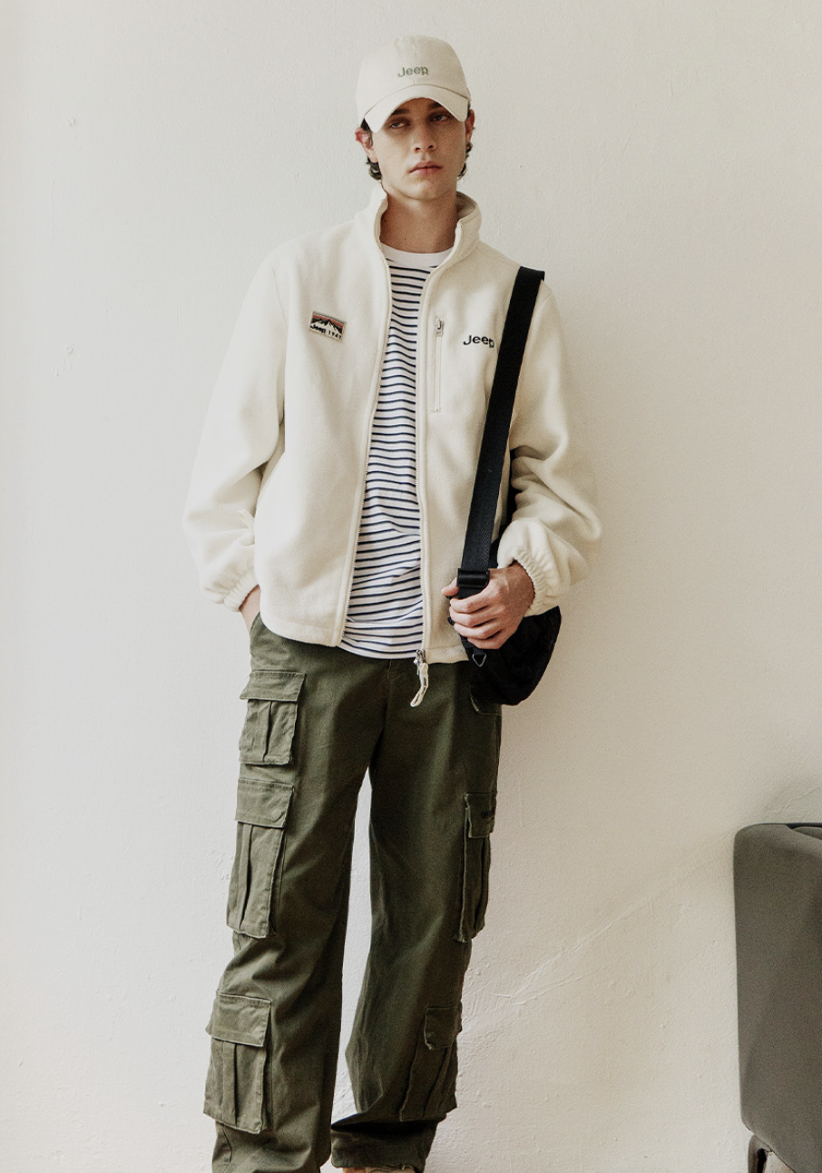 男女同款｜韓國 JEEP 小Logo 抓絨 拉鍊外套 6色任選｜2WAY Mountain 1941 Liner Fleece Zip-Up