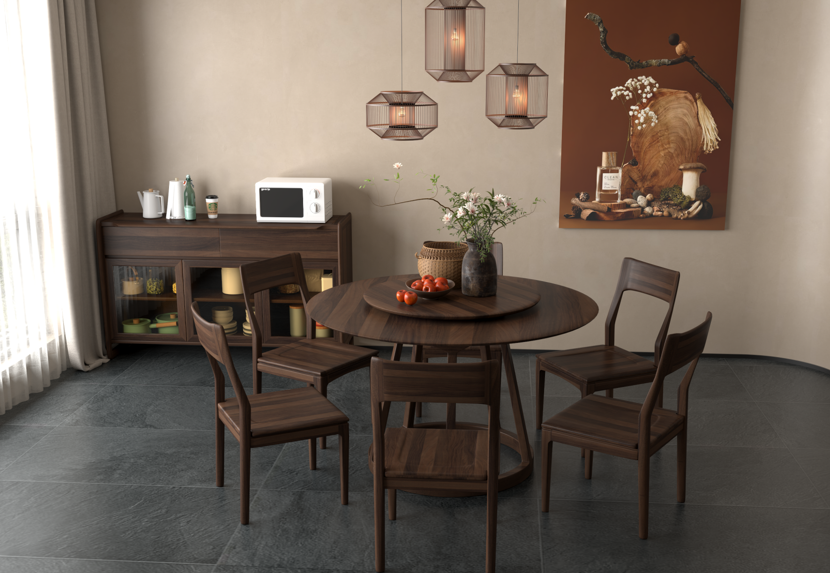 1.3米圓木架旋轉盤餐枱 8050