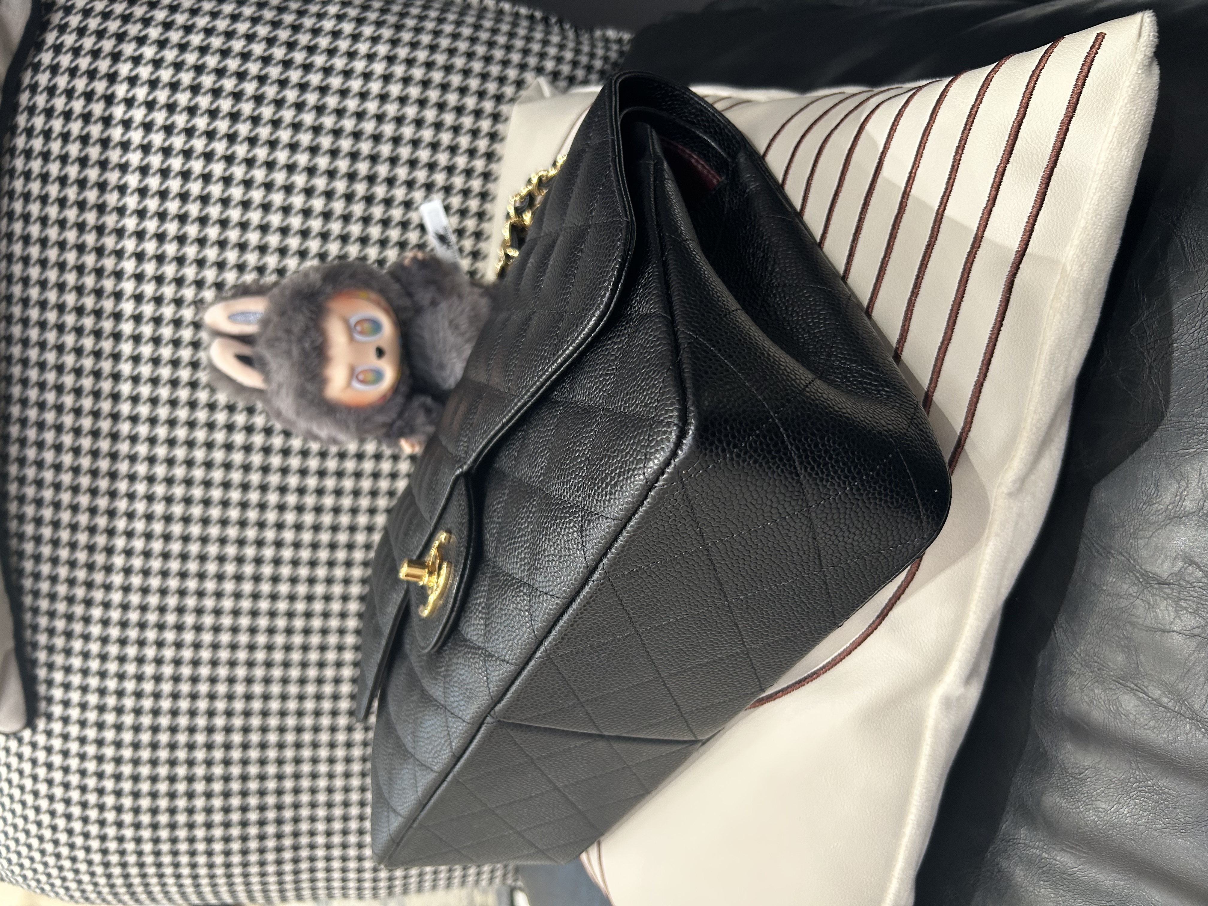 Chanel classic flap 30cm Jumbo A58600 黑色荔枝牛皮金扣 100%Authentic,95%new ✅16Card✅dust bag✅盒