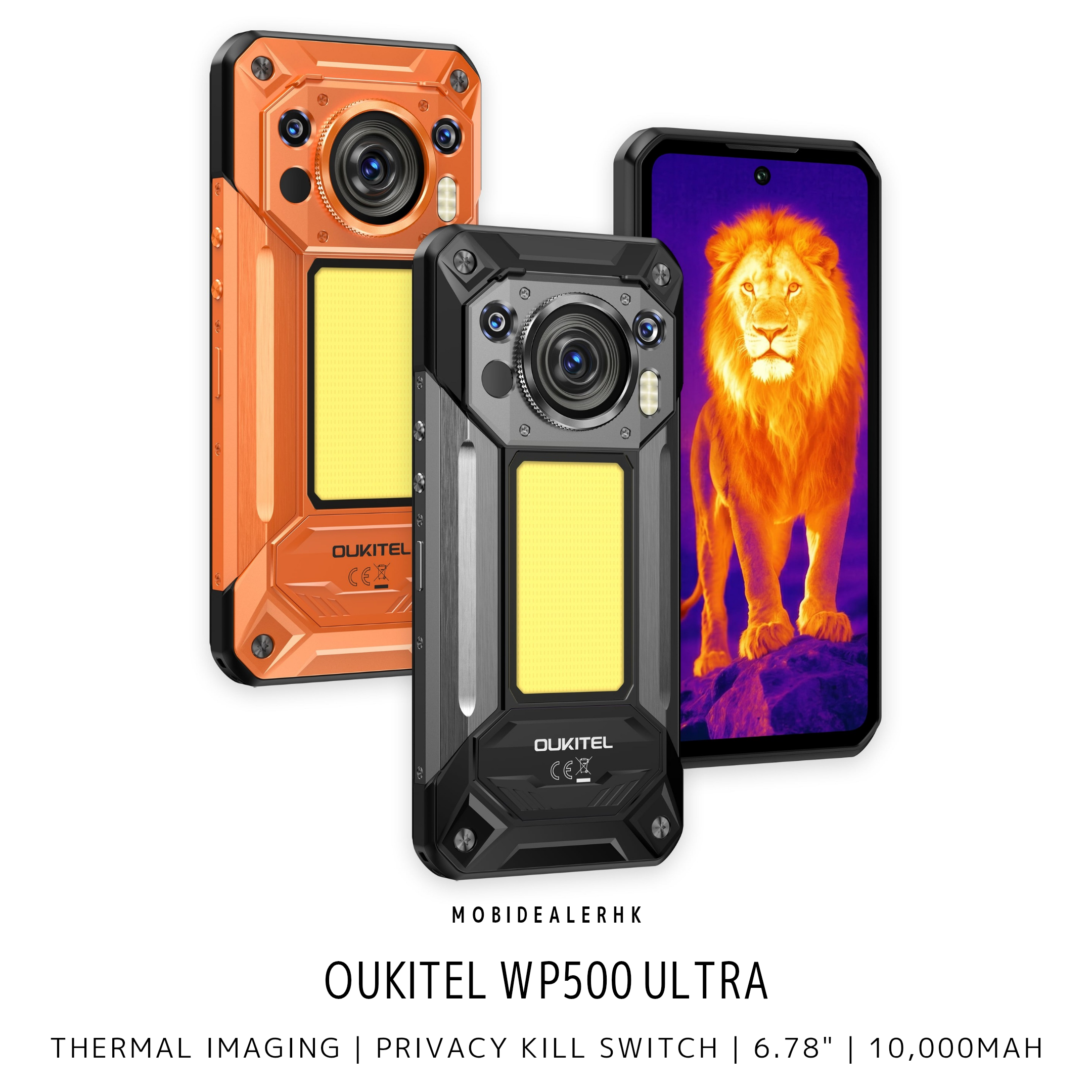 Oukitel WP500 Ultra | 歐奇 WP500 Ultra | 5G | 三防手機 | Privacy Kill Switch | 熱感 | 夜視鏡 | 10,000mAh | 反向充電