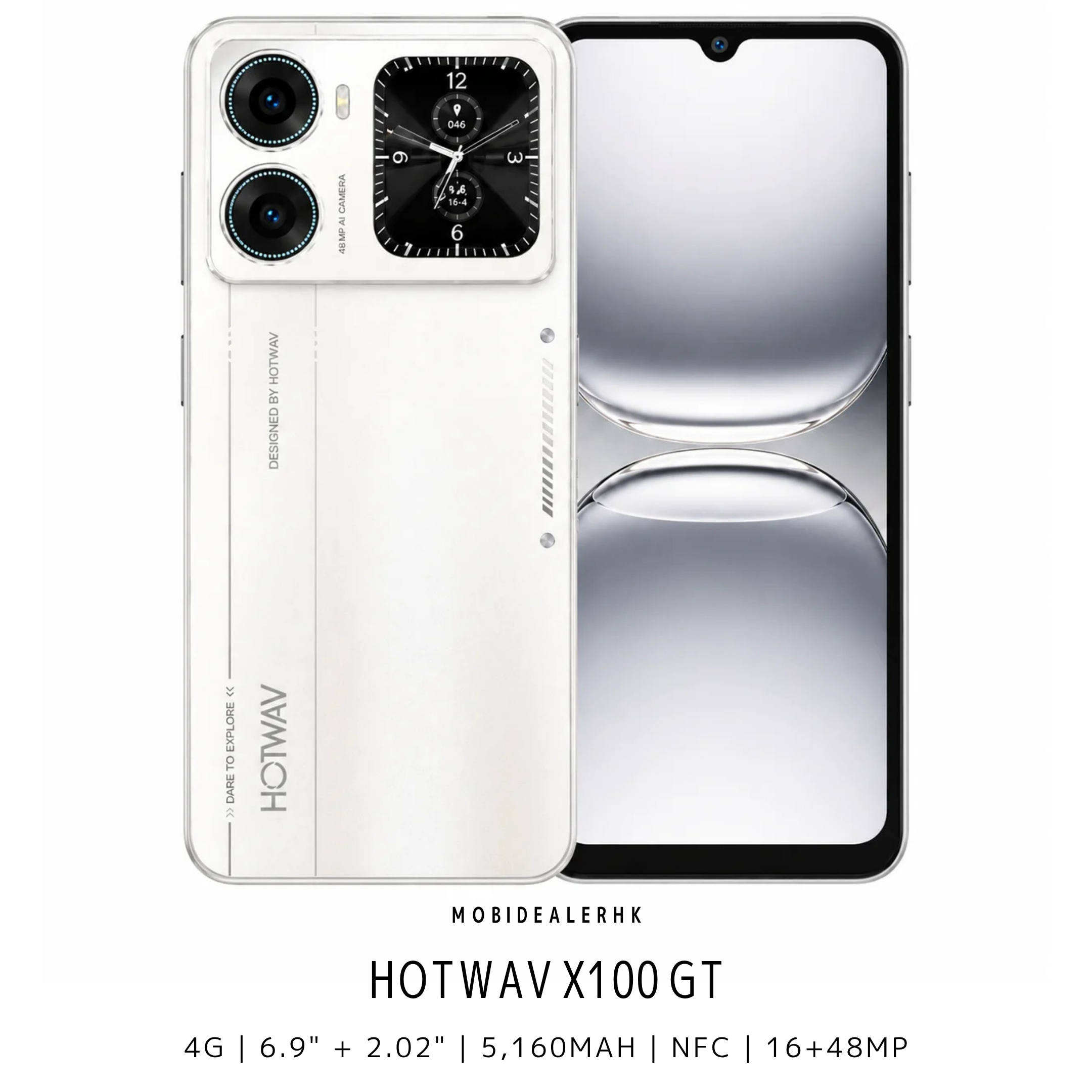 Hotwav X100 GT | 4G | 智能手機 | 6.9吋主屏 + 2.02吋副屏 | 48MP主鏡頭 | NFC