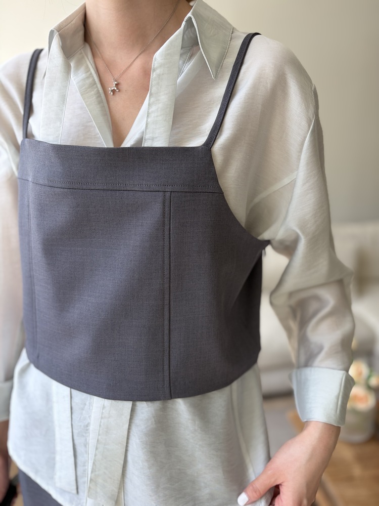 Colette Layered Cami Top (Charcoal)