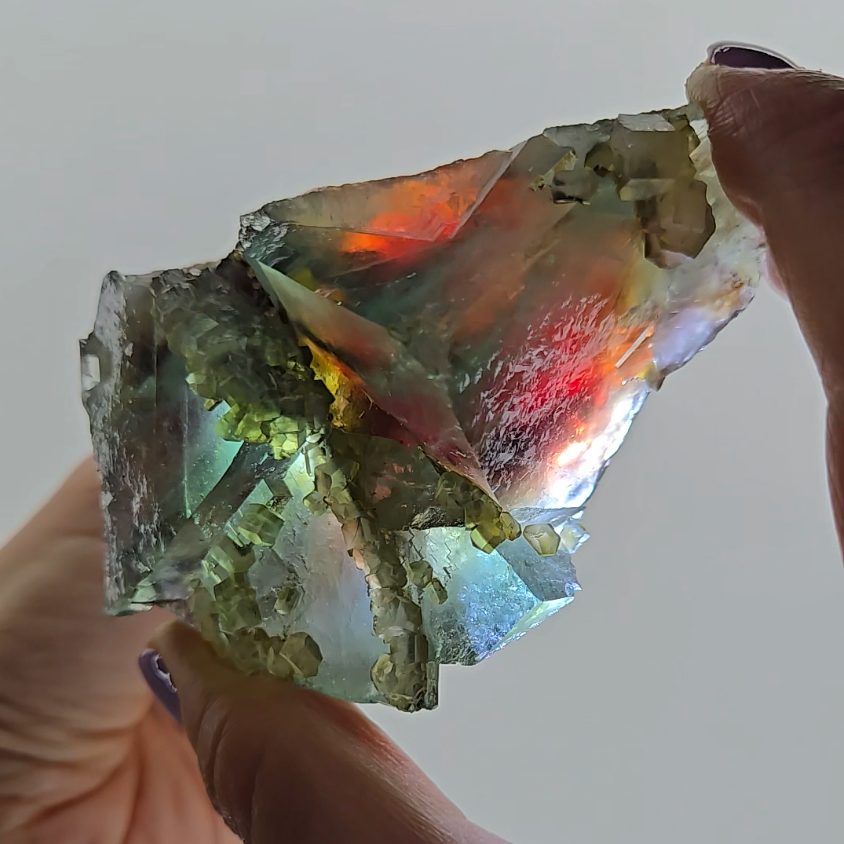 Red phantom fluorite with columnar calcite - FL227