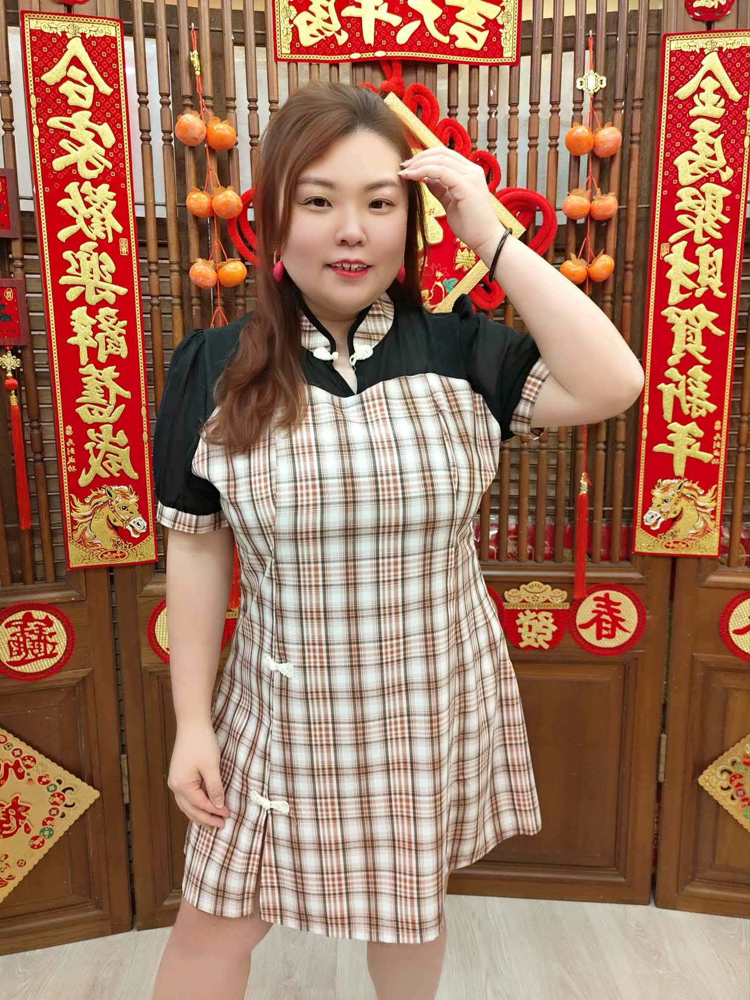 NJN01 TW#3578 雪纺旗袍款连衣裙