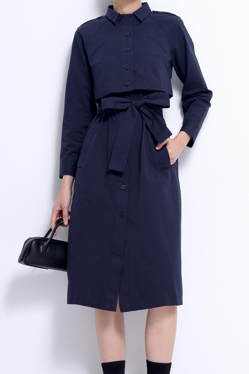 长袖假两件连身裙 2106