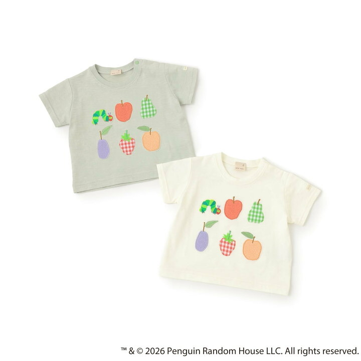 🇯🇵預訂 日本直送🇯🇵Petit Main x 好餓的毛毛蟲系列兩色水果刺繡貼花短袖T恤