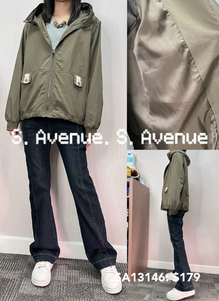 SA13146: 長袖有帽拉錬風褸外套