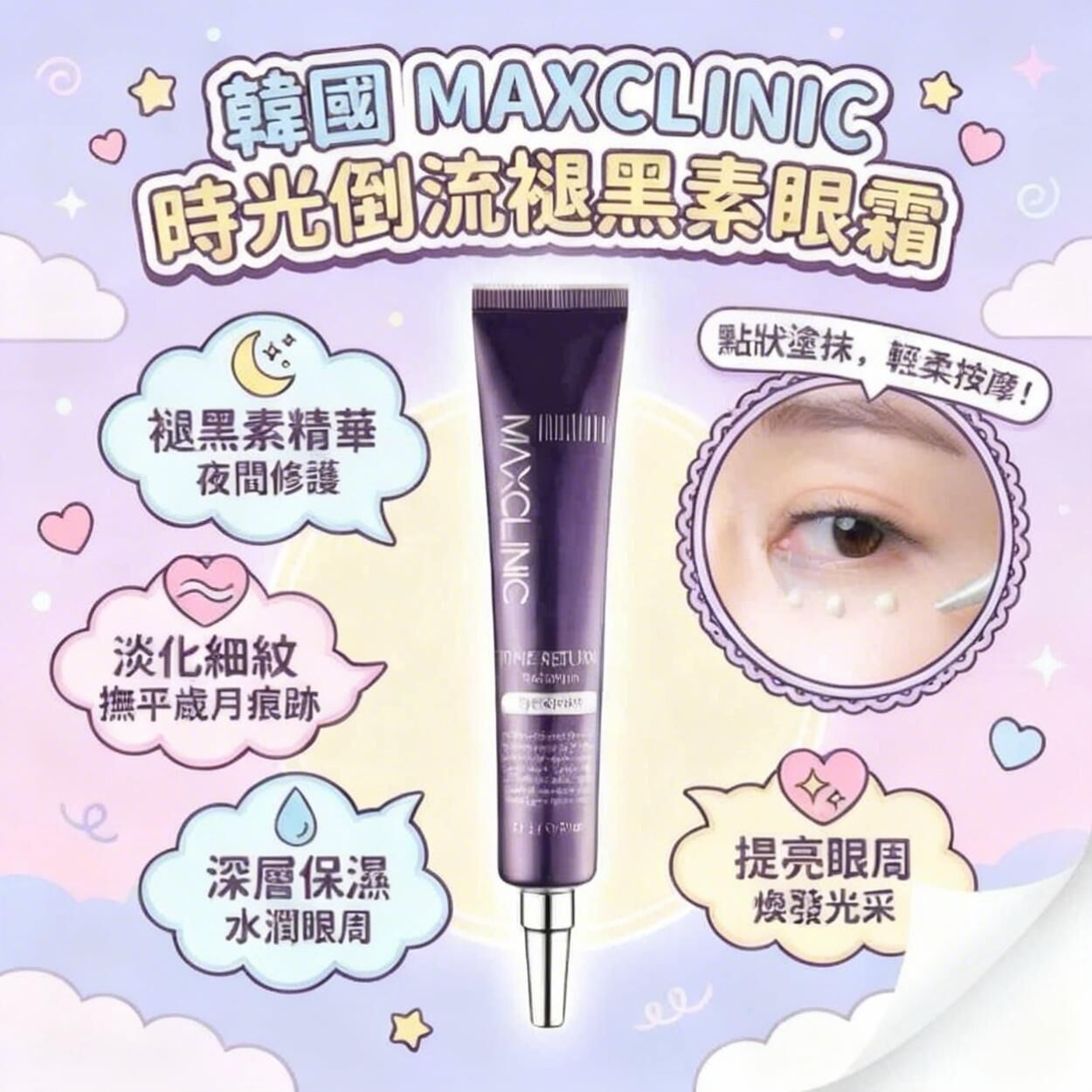 $80支.2支或以上每支$70支.韓國MAXCLINIC時光倒流褪黑素眼霜20g