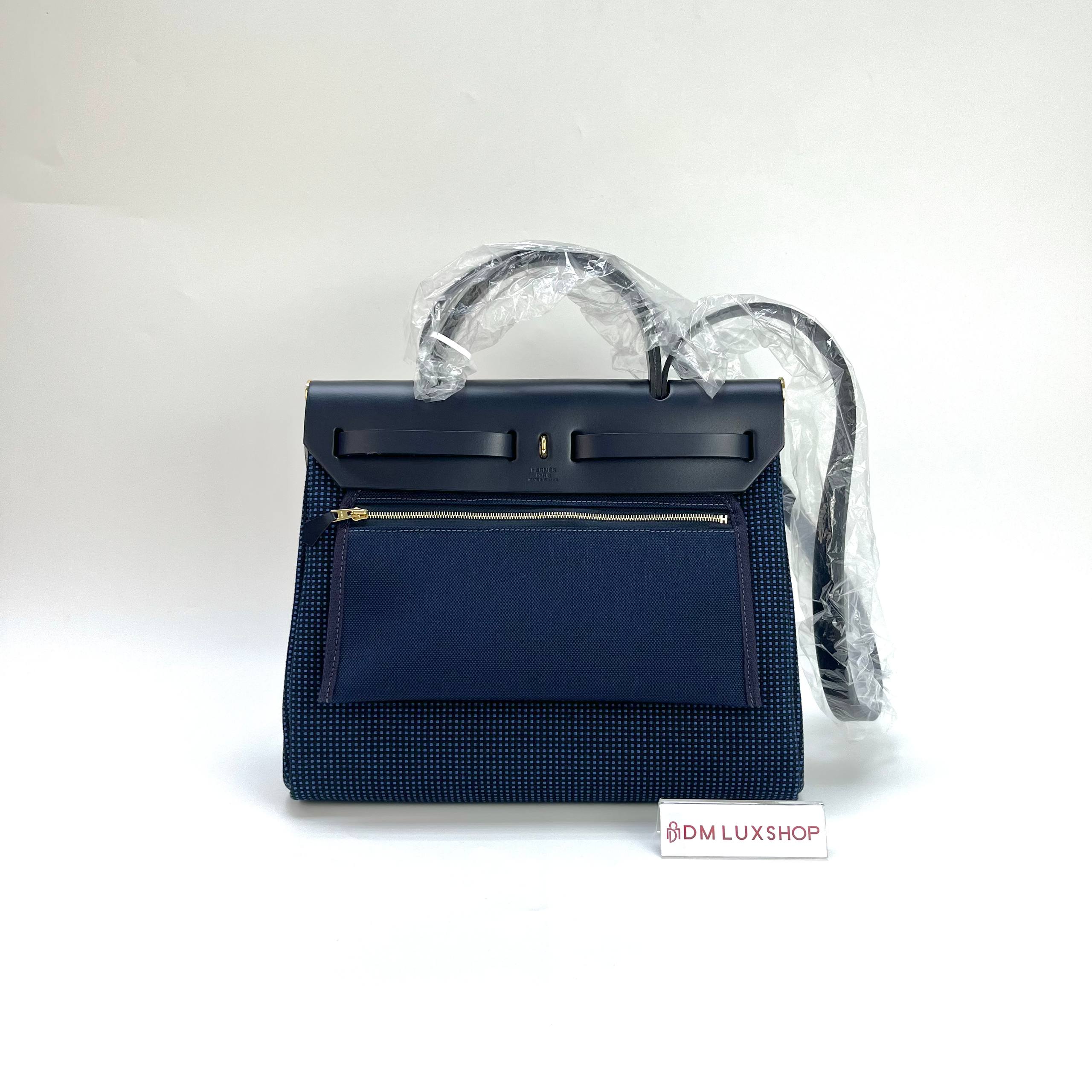 Hermes Herbag 31 Noir / Bleu Indigo GHW (Stamp W, Y: 2024)