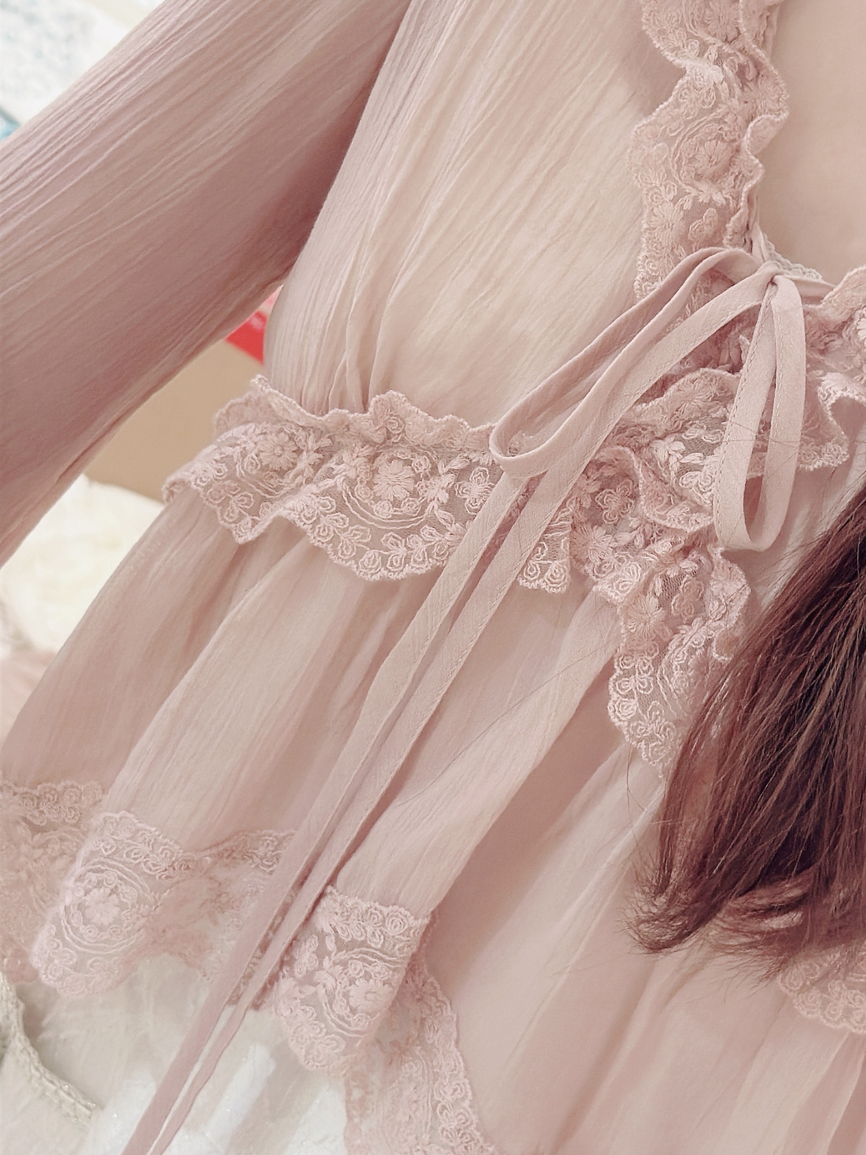 Elegant Lace Blouse with Ribbon