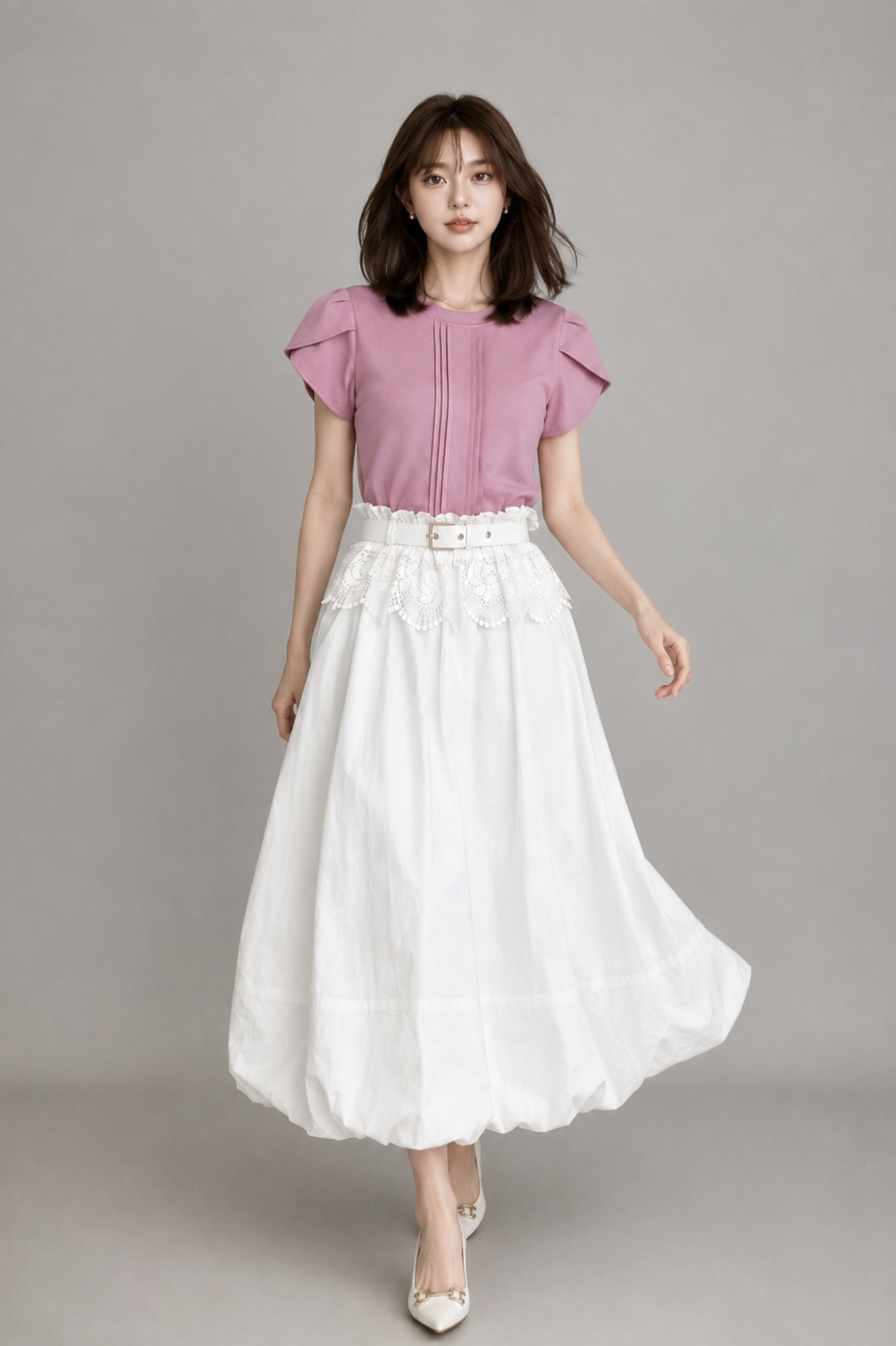 14105 Aurora Bubble Hem Maxi Skirt