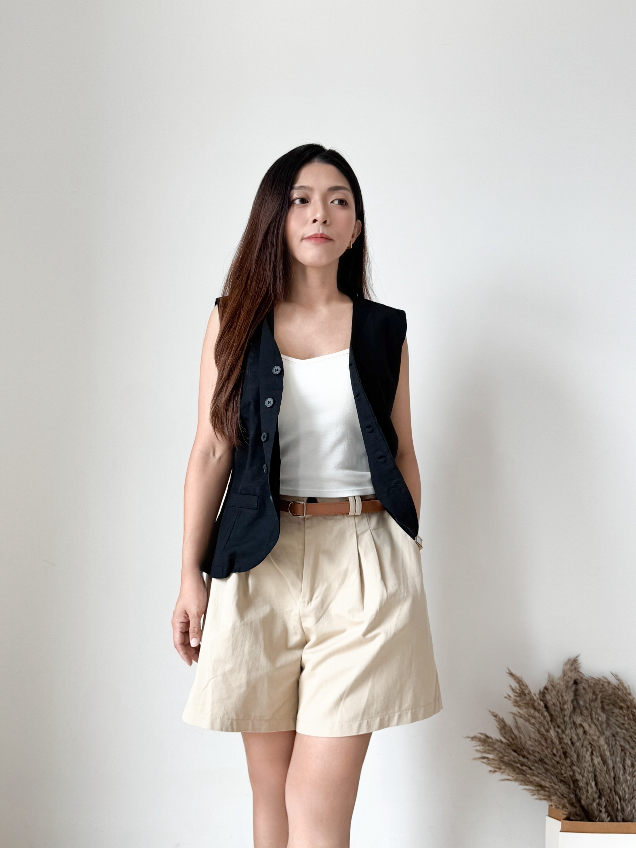 Diana Short 高腰水洗棉短裤（附送腰带）