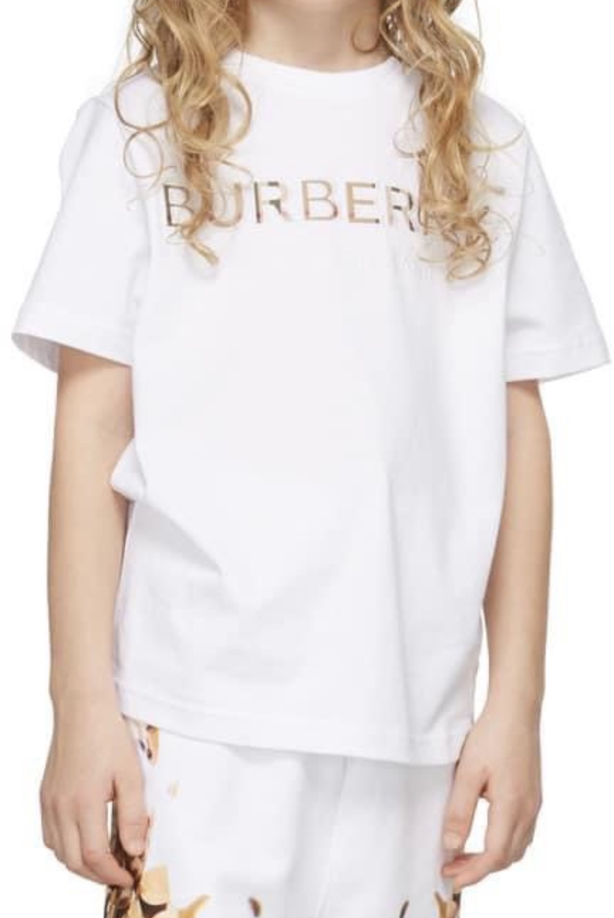 Burberry kids 白邊經典格仔Logo白色Tee