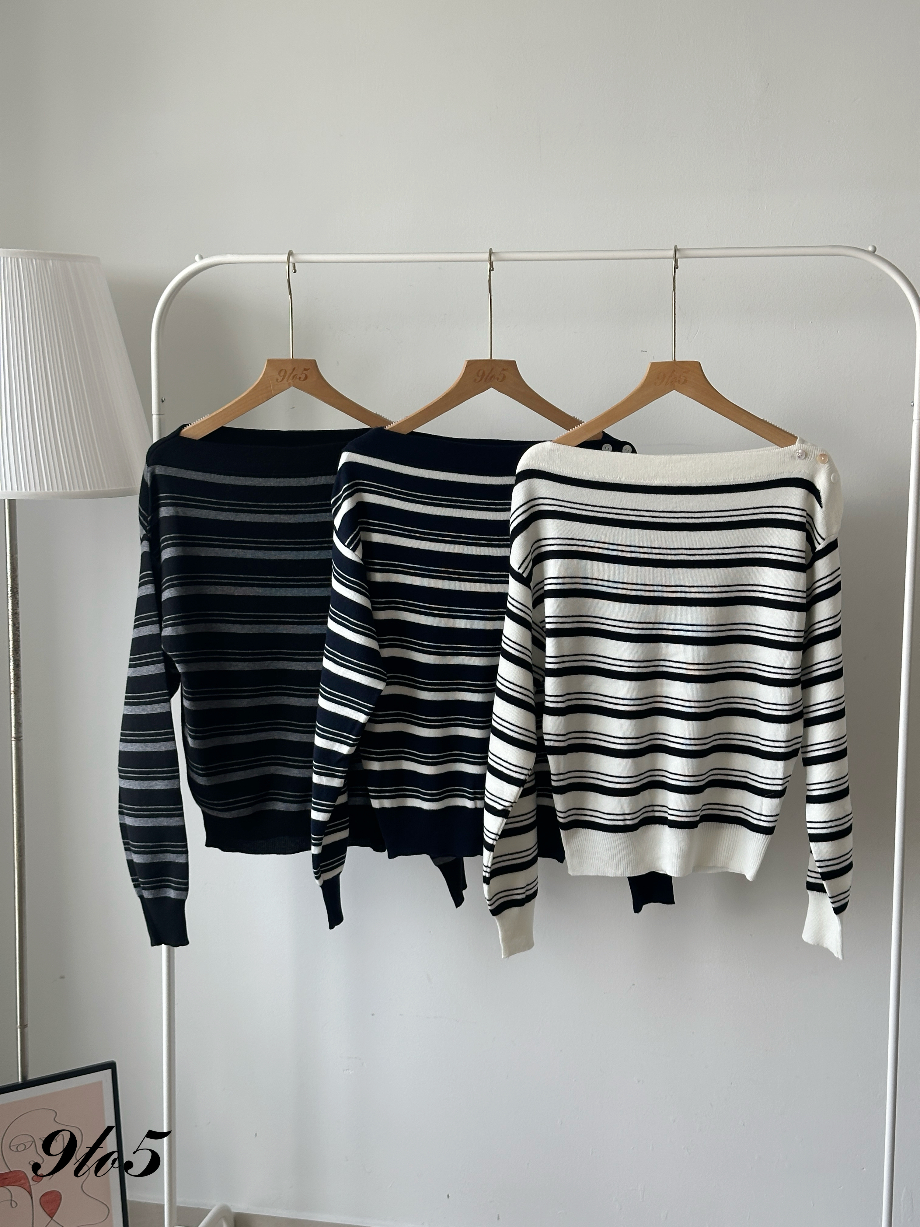 T4224 Off Shoulder Stripe Top - 3 Colors 