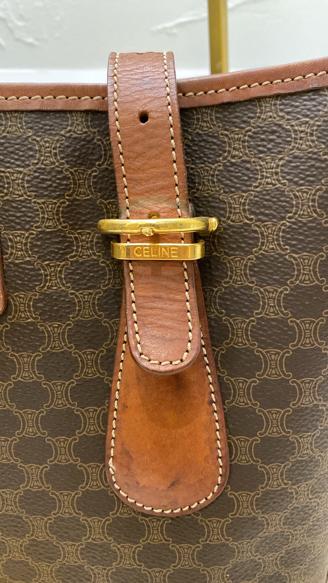 Celine Vintage Macadam Triomphe Bucket Bag
