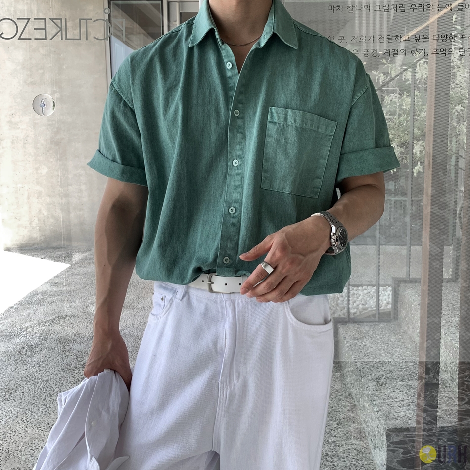 【100%保證韓國直送】高密度顏料洗水挺闊寬鬆短袖襯衫 👕 [5 color] RL113030