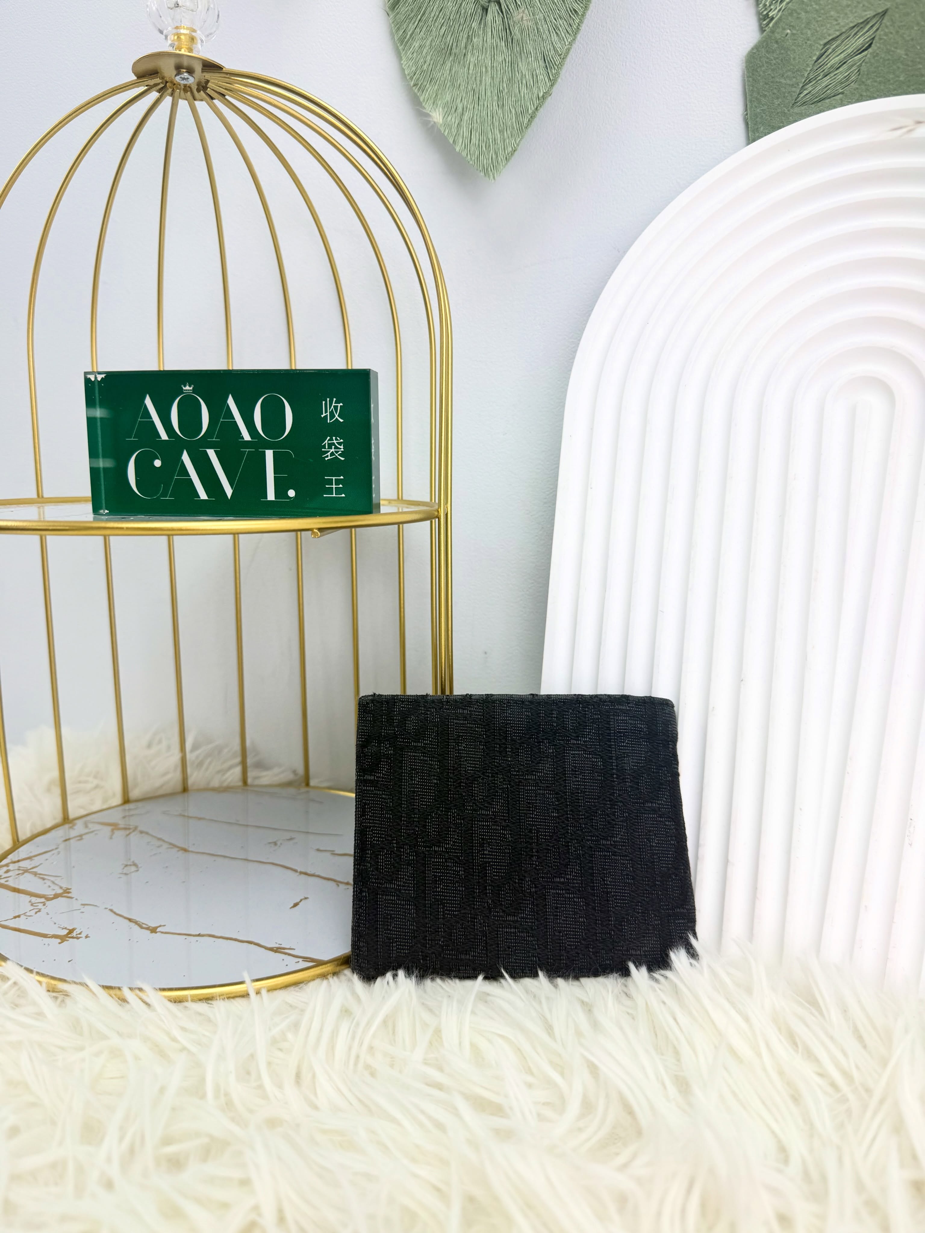 Dior👜 PRE OWNED 🛍️黑色提花短銀包 🖤 💰
