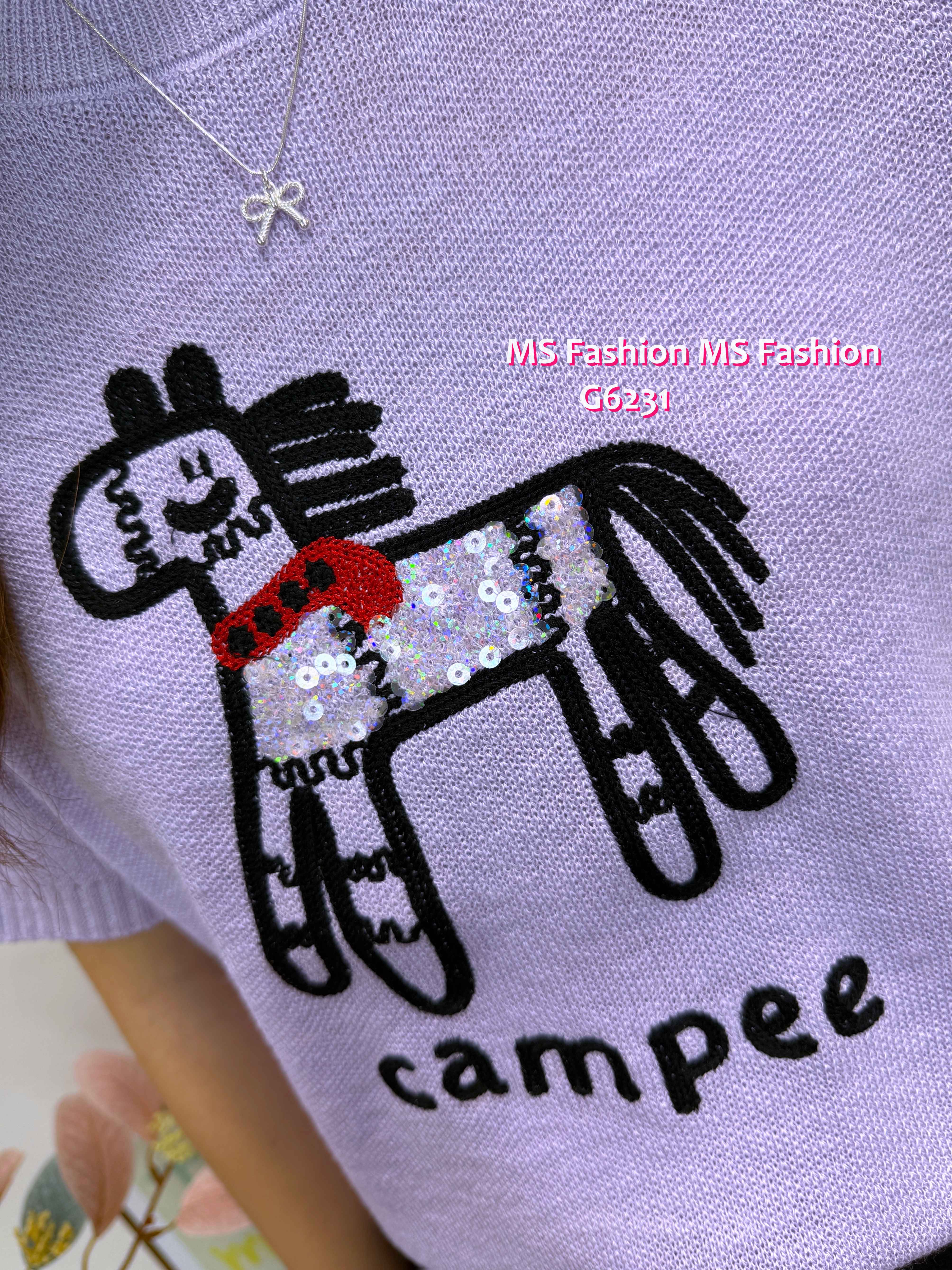 G6231 韓國🇰🇷珠片馬仔針織top