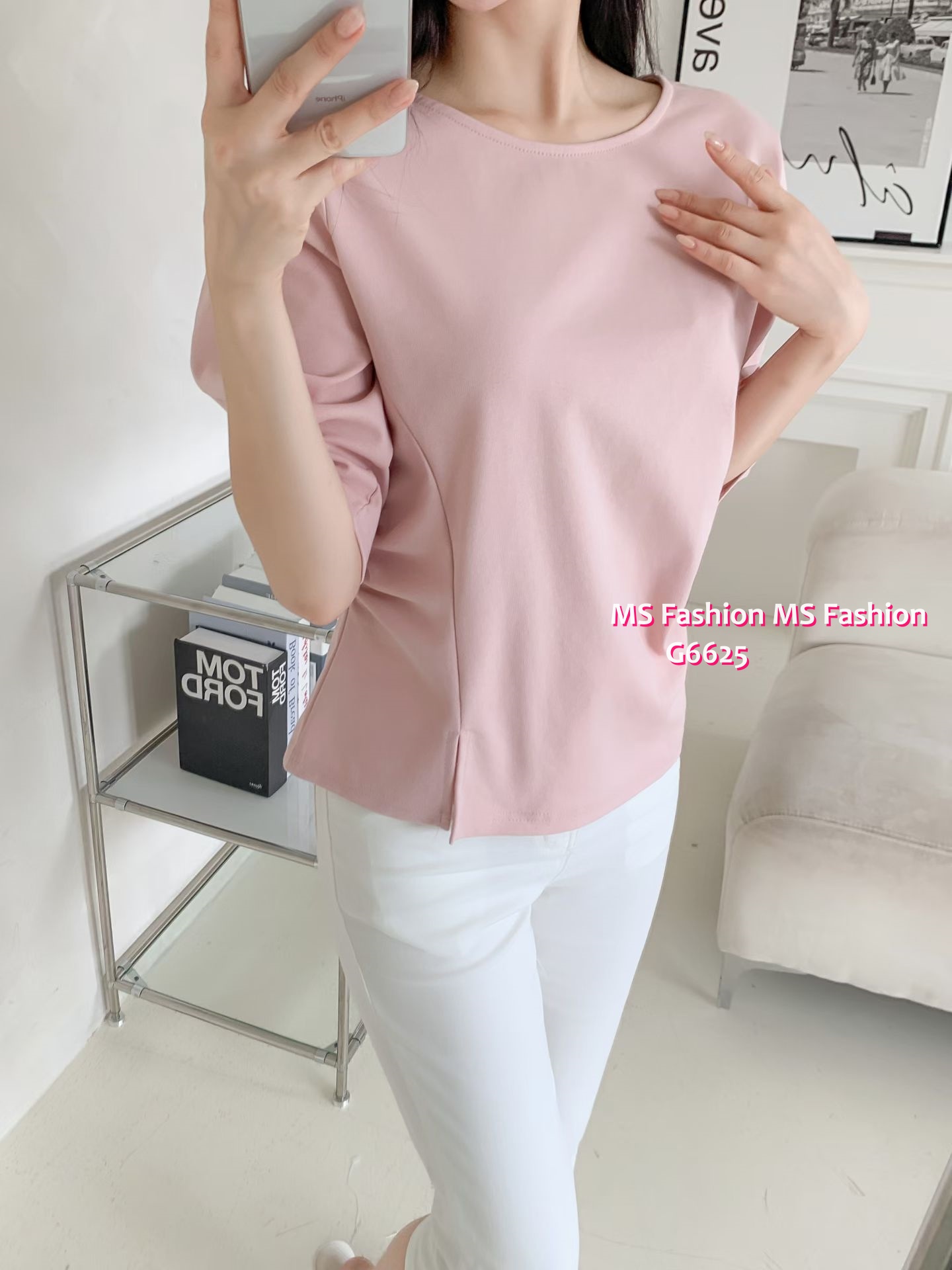 G6625 立體袖特色cutting top