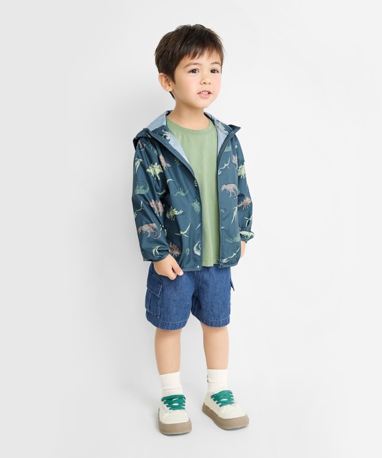 💚預訂 台灣直送💚兩色恐龍滿印抗UV輕型連帽風衣外套