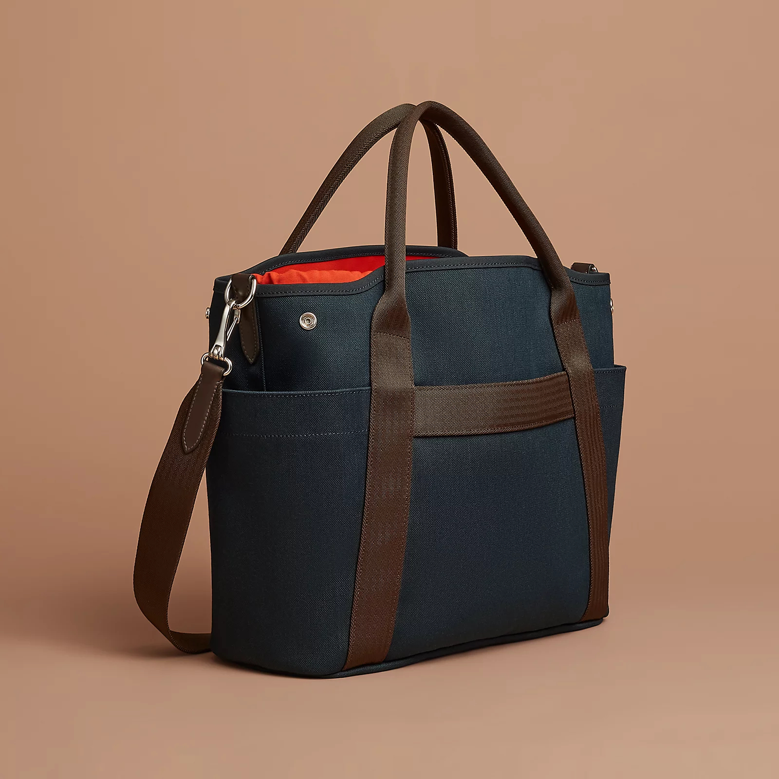 HERMES Grooming tote bag Stamp C shoulder bag Navy 100%Authentic,98%new✅strap✅dust bag  