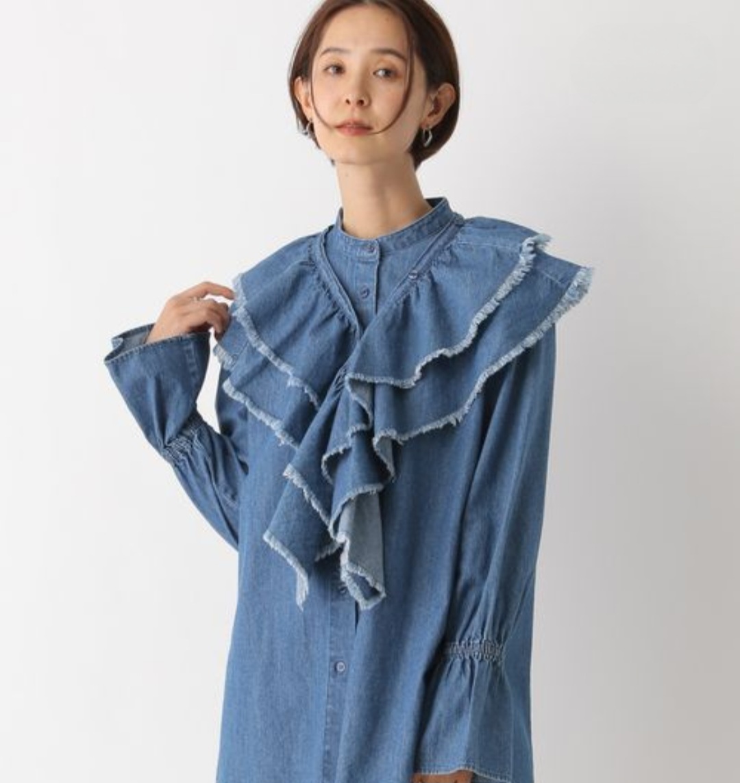 日本預購 牛仔裇衫ruffle領（可拆）（限量）