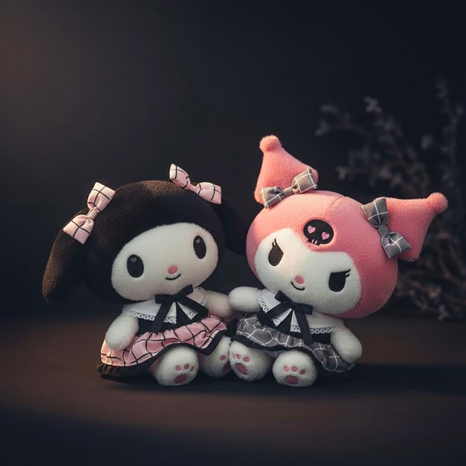 Sanrio - 黑色格紋系列公仔 (粉紅色Kuromi款)