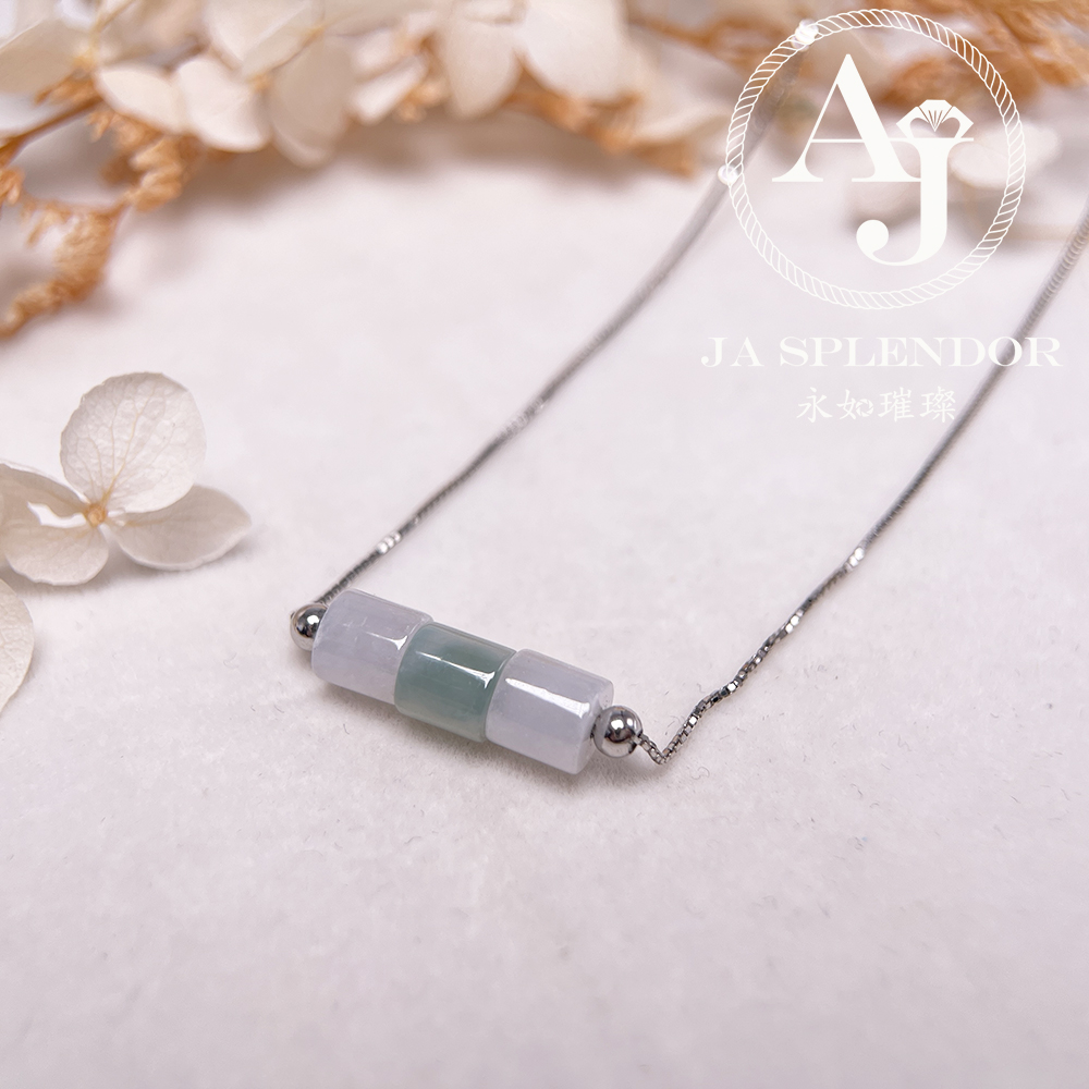 D-04C 天然翡翠A玉 平安幸運純銀項鏈