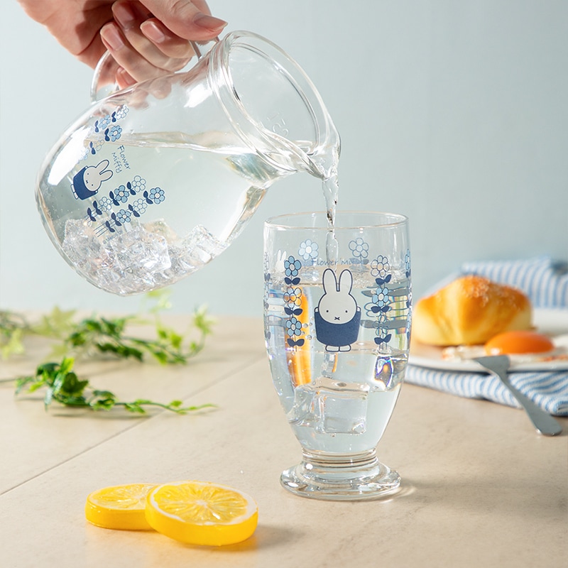 預購 miffy MF 限定 藍花玻璃壼 500ml 連假花一小扎 