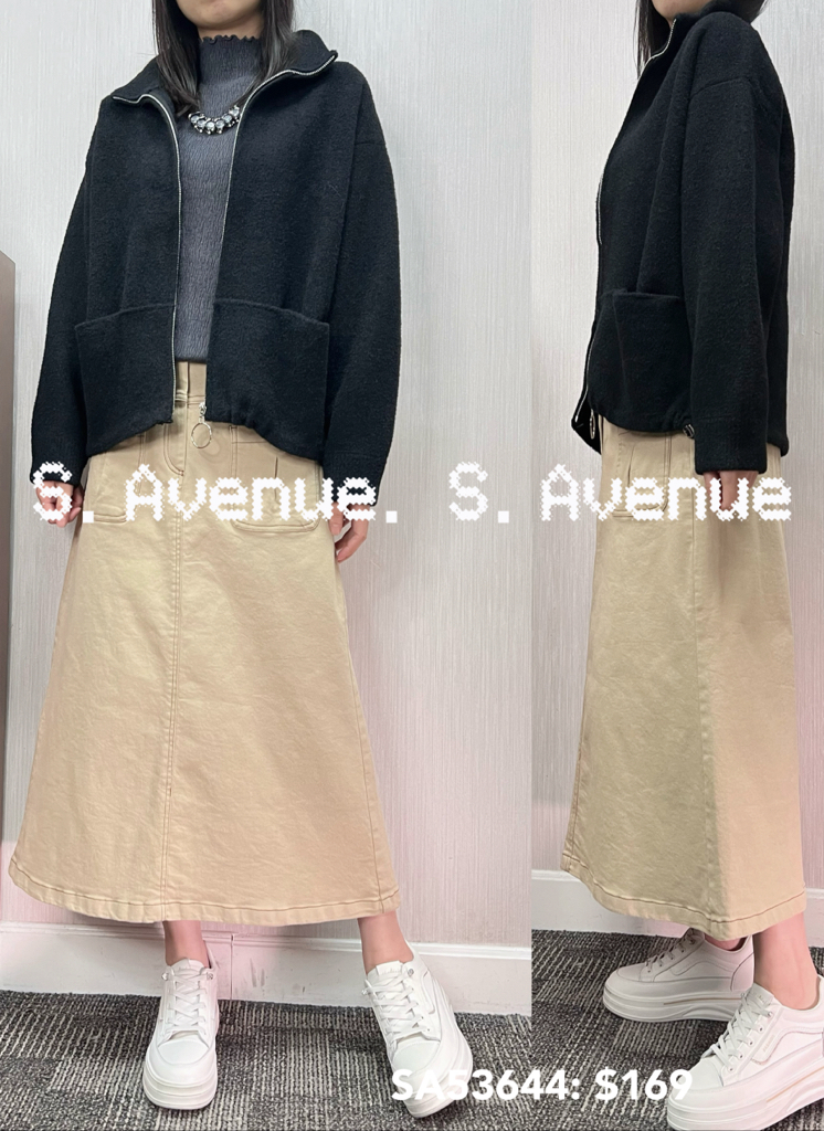 SA53644: 長袖反領簡約拉錬褸