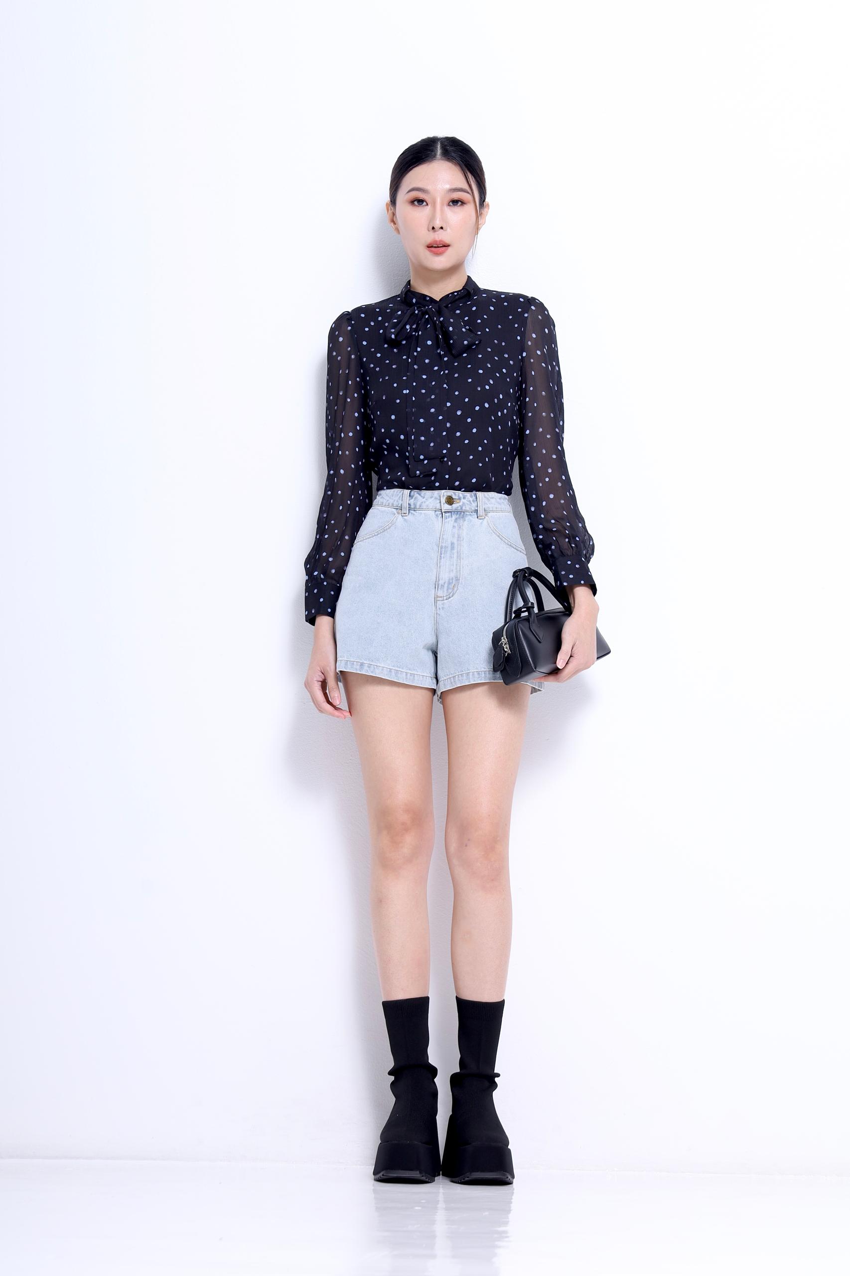 CB2688 Poise Dot Bow Blouse