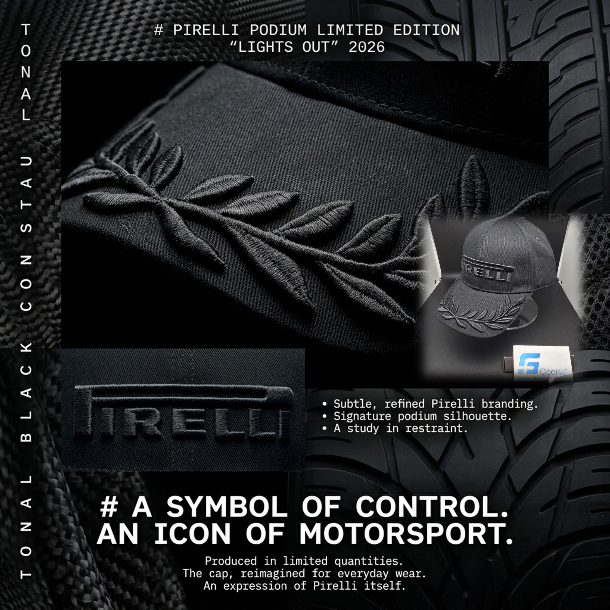 F1 Pirelli倍耐力全黑 "Lights Out" 特別版冠軍帽 PIRPC-0135
