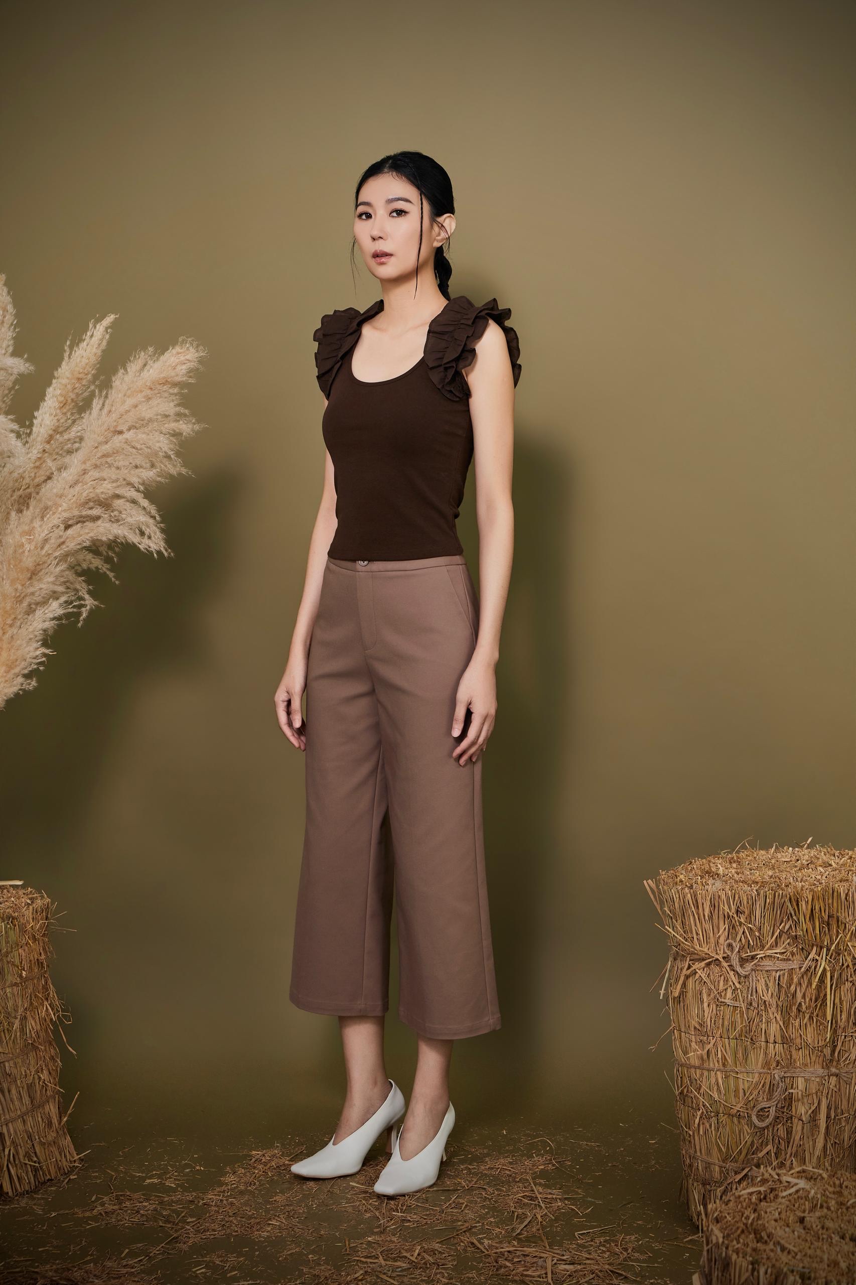 CP1649 Minimal Cropped Wide-Leg Pants