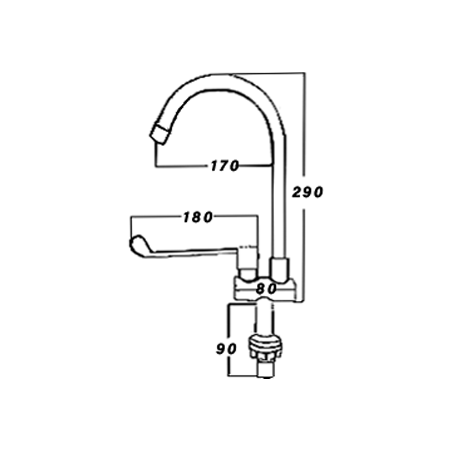 Otosani 304# Stainless Steel Elbow Line Pillar Swan Tap (966-35#) OTO966-35