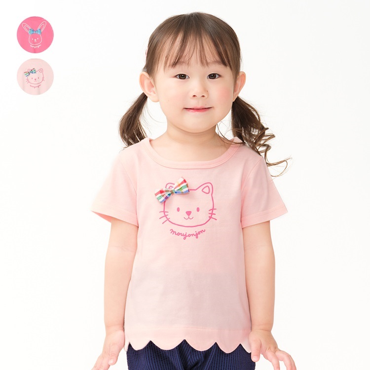 🆕【⭐訂購⭐】🇯🇵 日本直送 🌀🇯🇵 日本直送🇯🇵 兔仔 / 貓咪 蝴蝶結 扇形下擺 短袖Tee［2款選］🌀 [ELCA-0116][260413]