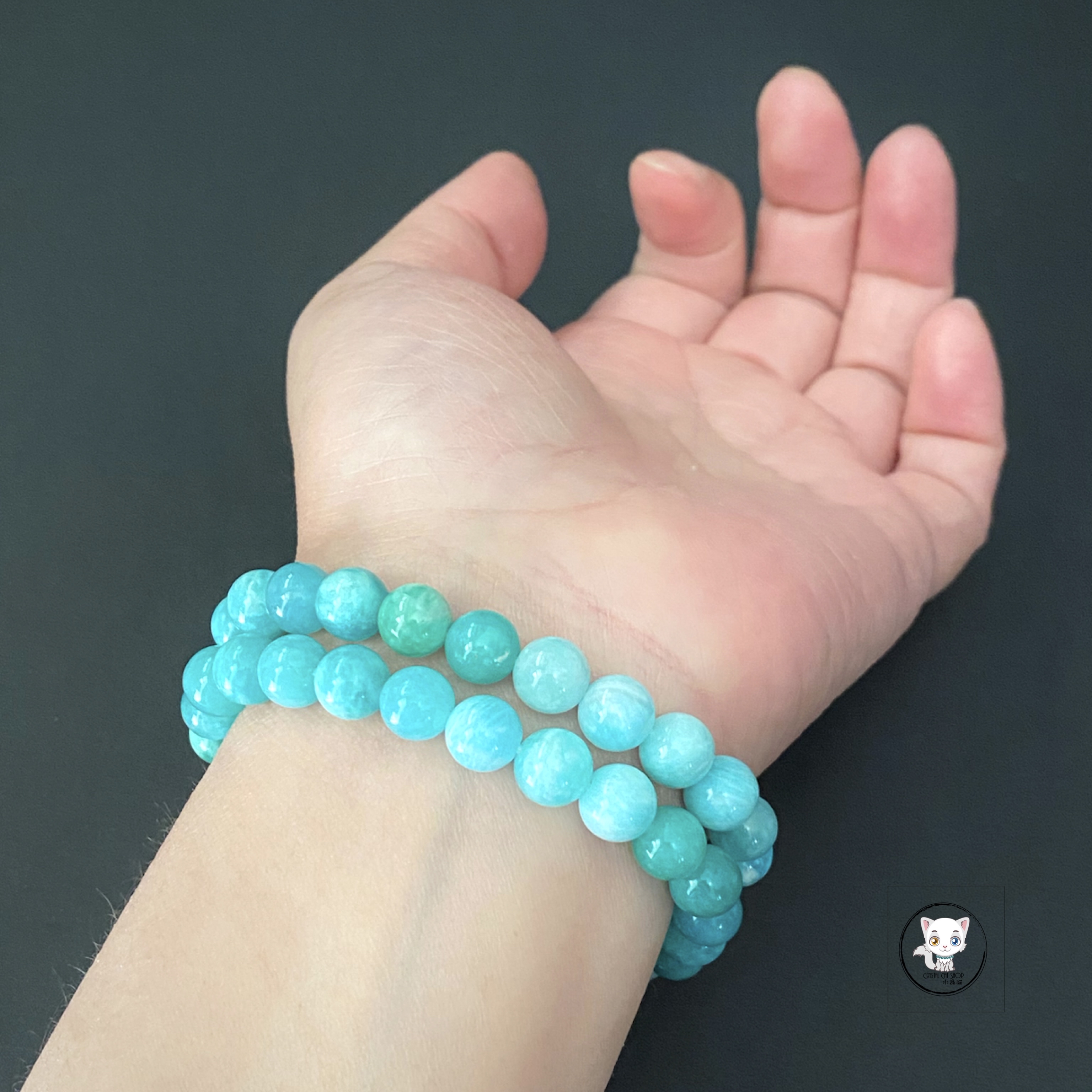 老礦天河石漸變色手鏈 8mm