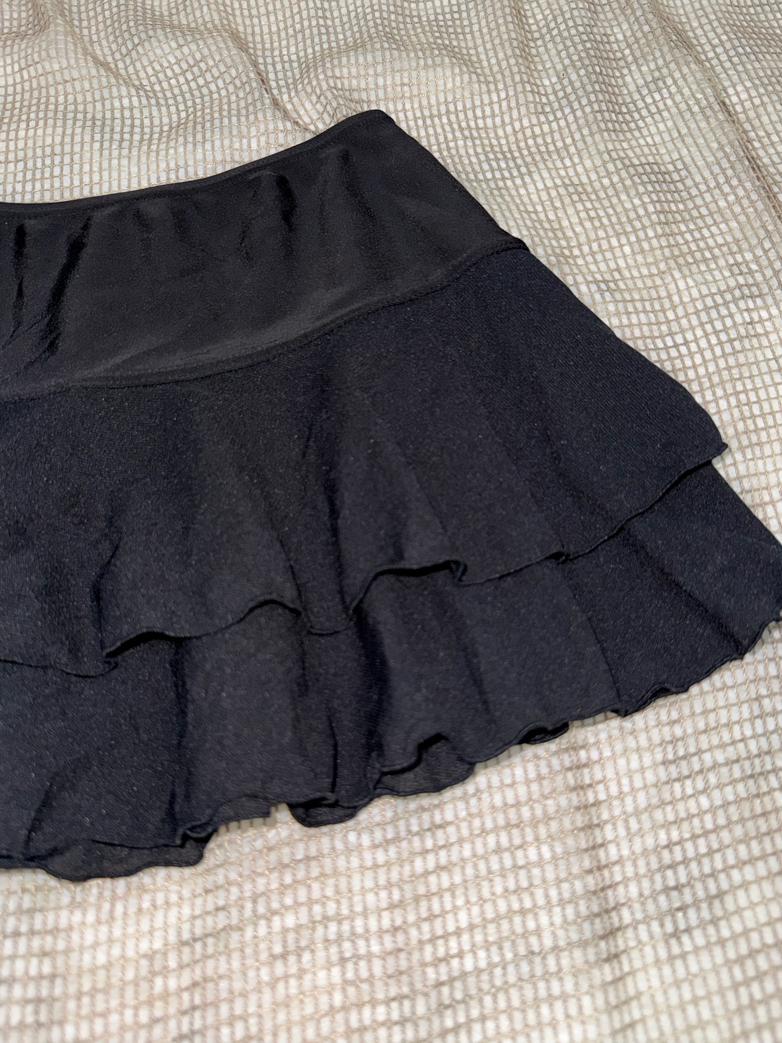 Black Tiered Ruffle Mini Skirt