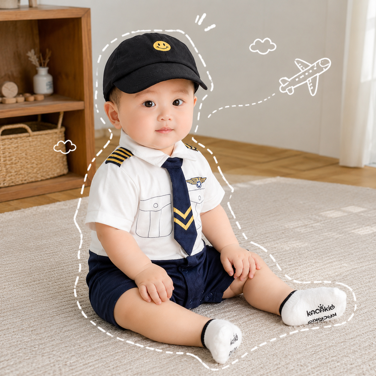 BB 飛機師服｜嬰兒百日宴一歲生日拍照服裝｜航空主題派對 Costume 香港現貨 