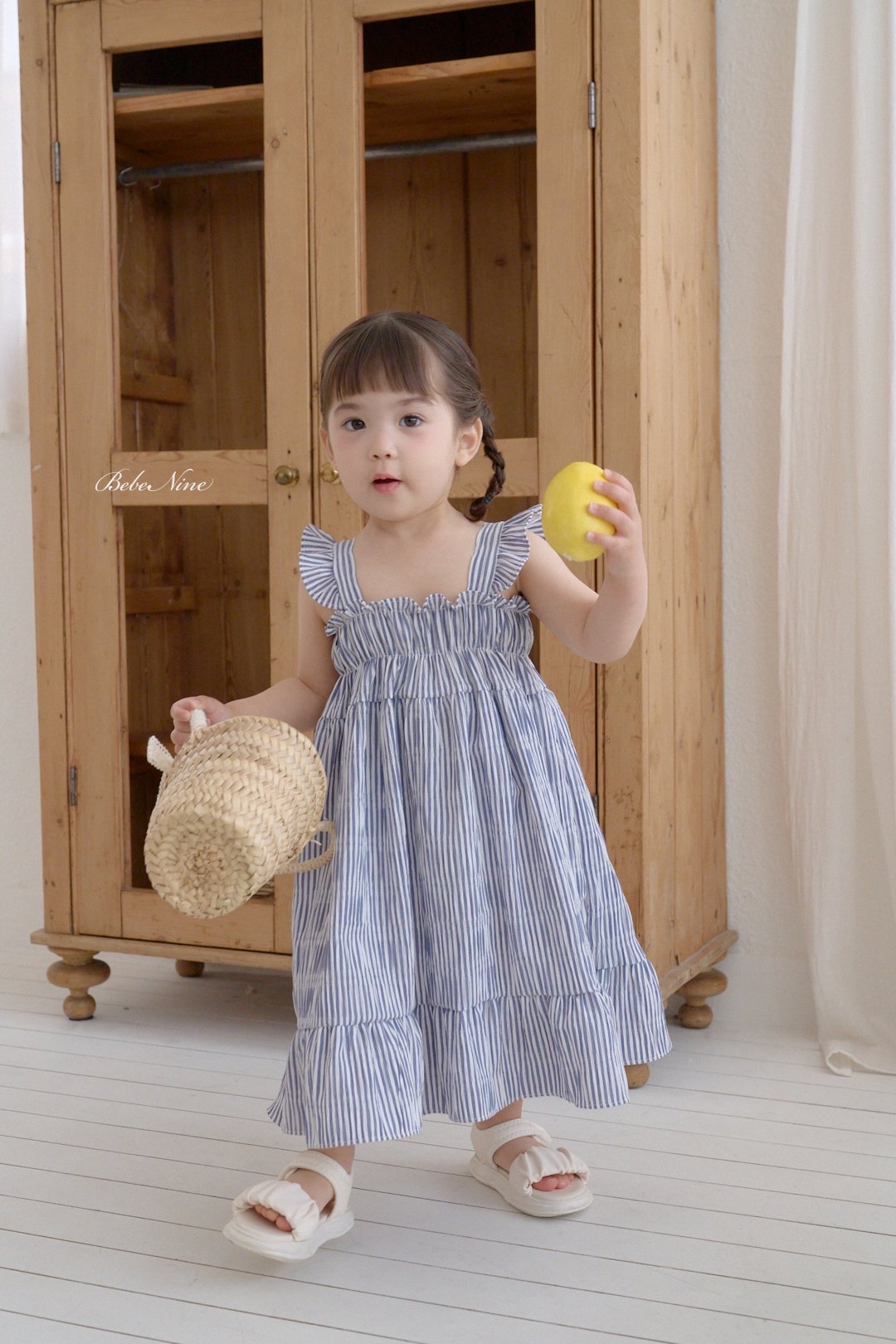 ☀️預訂 韓國直送☀️🇰🇷Bebenine兩色條紋荷葉邊吊帶連身裙