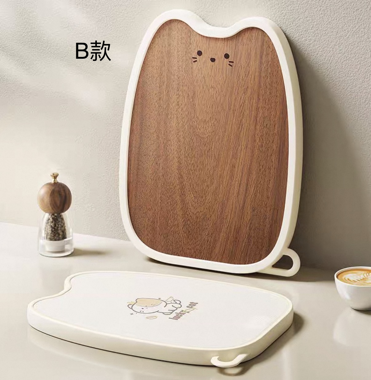 可愛貓耳烏檀木砧板