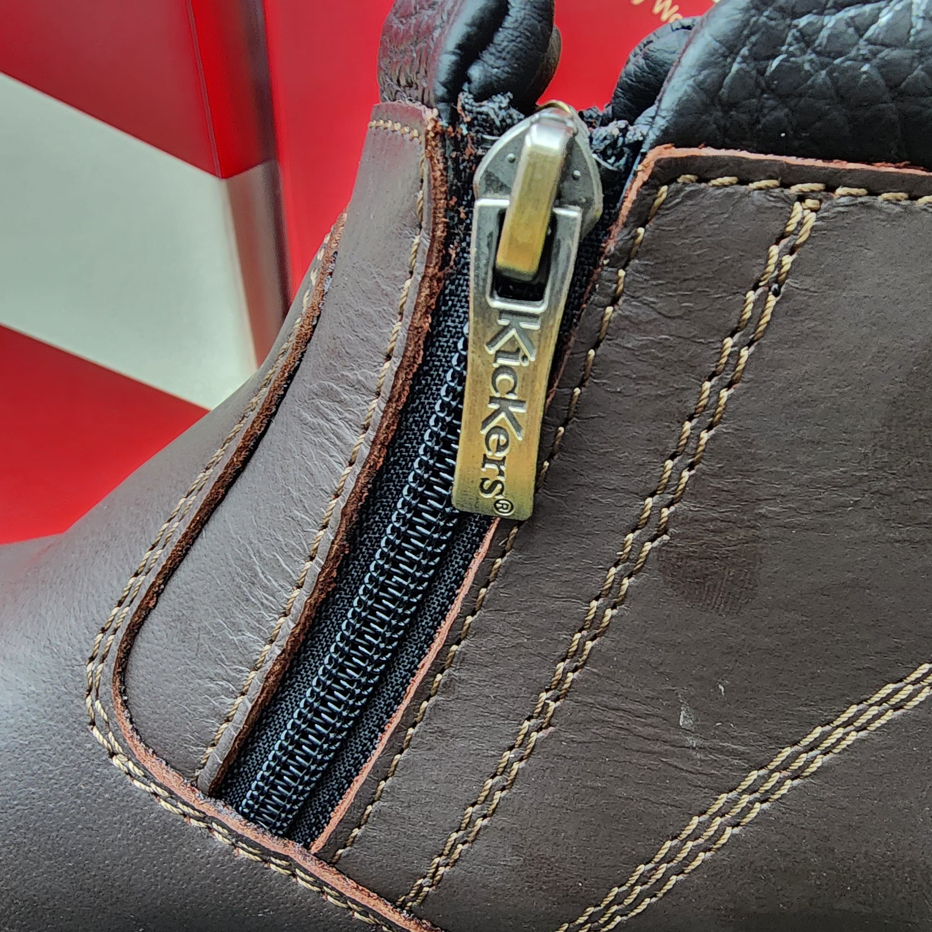  ️KicKers Safety Shoes KK 601 SIRIM DOSH Dual Zip Black Cherry Steel Plate Toe Cap Kasut Keselamatan