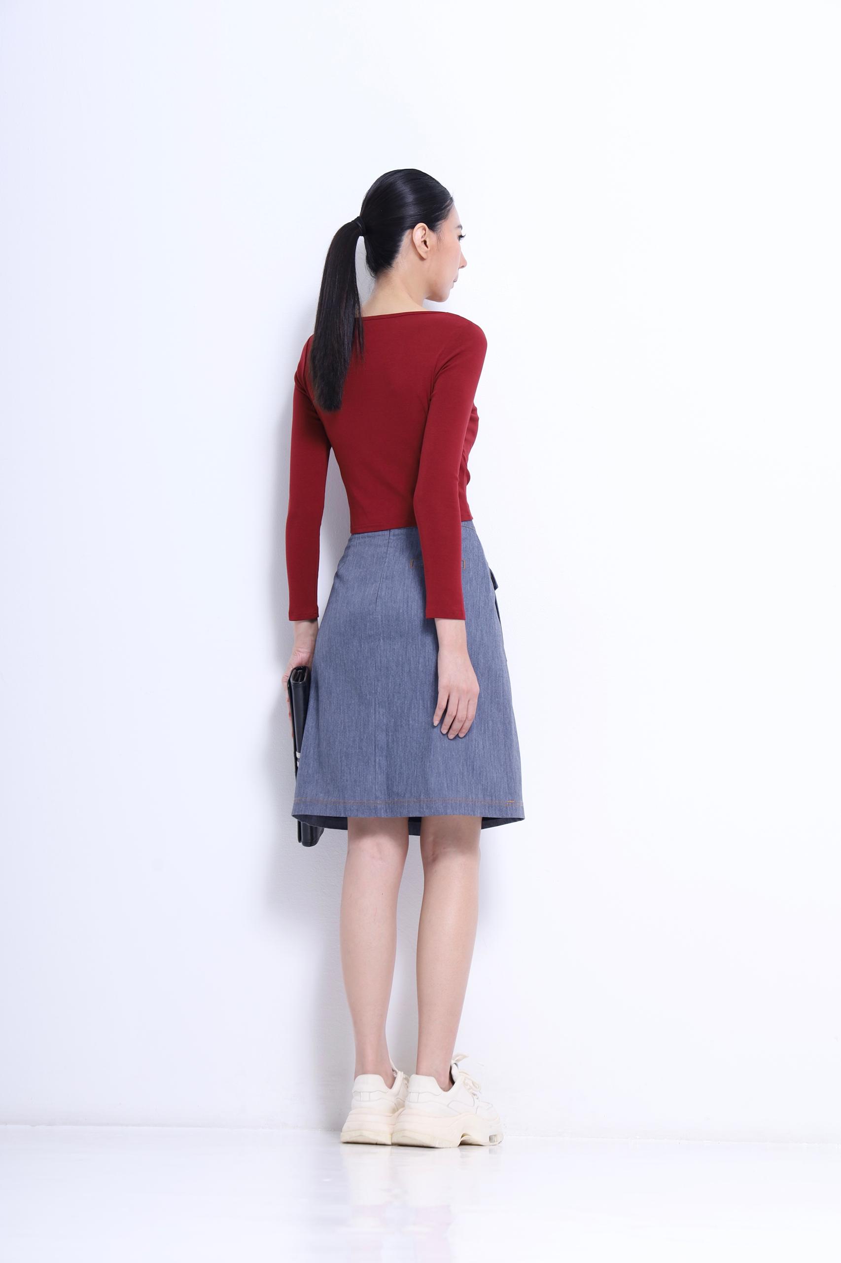 CS1434 EMBD THREAD MID RISE A-LINE SKIRT