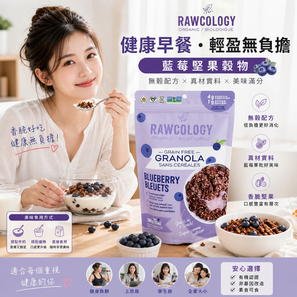 Rawcology 藍莓堅果穀物脆脆 600g-預計7月初到貨