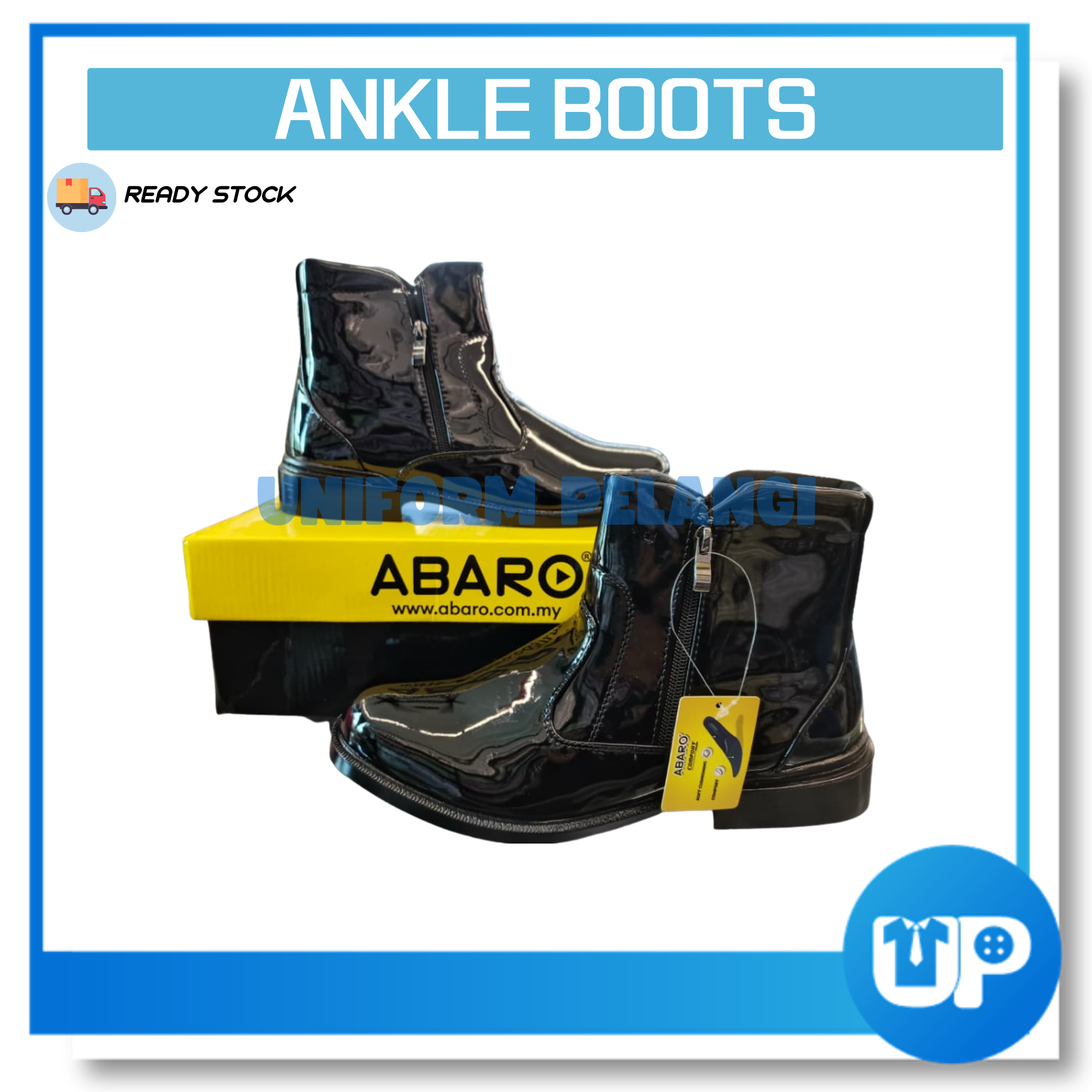 ABARO Kasut Kilat Kulit Ankle Boots Formal Shoes/Kasut Potong Polis/SWAT Boots Faux Leather