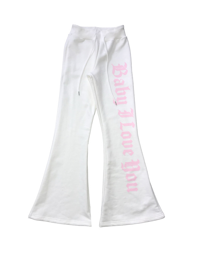 Cotton Gothic Print Flare Sweatpants