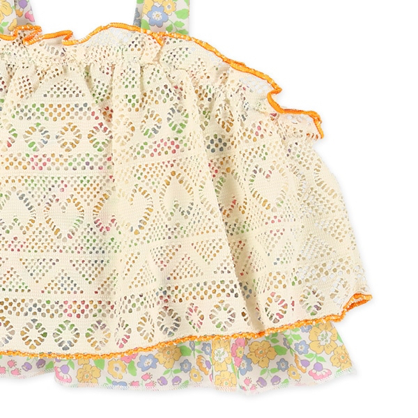 🇯🇵預訂 日本直送🇯🇵兩色花卉滿印蕾絲吊帶分體泳衣