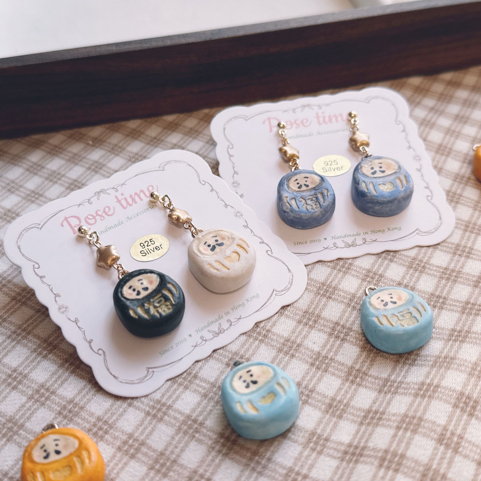 手繪 笑顏小達摩 黑白達摩/光耀藍