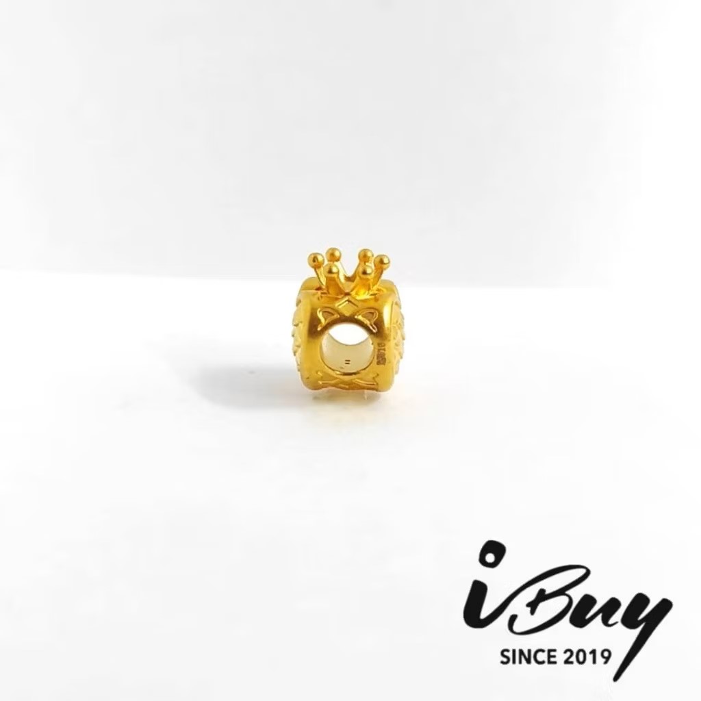 916 HARD GOLD SCALE CROWN HEART CHARM BEAD 916 硬金 鱼鳞皇冠爱心串咀