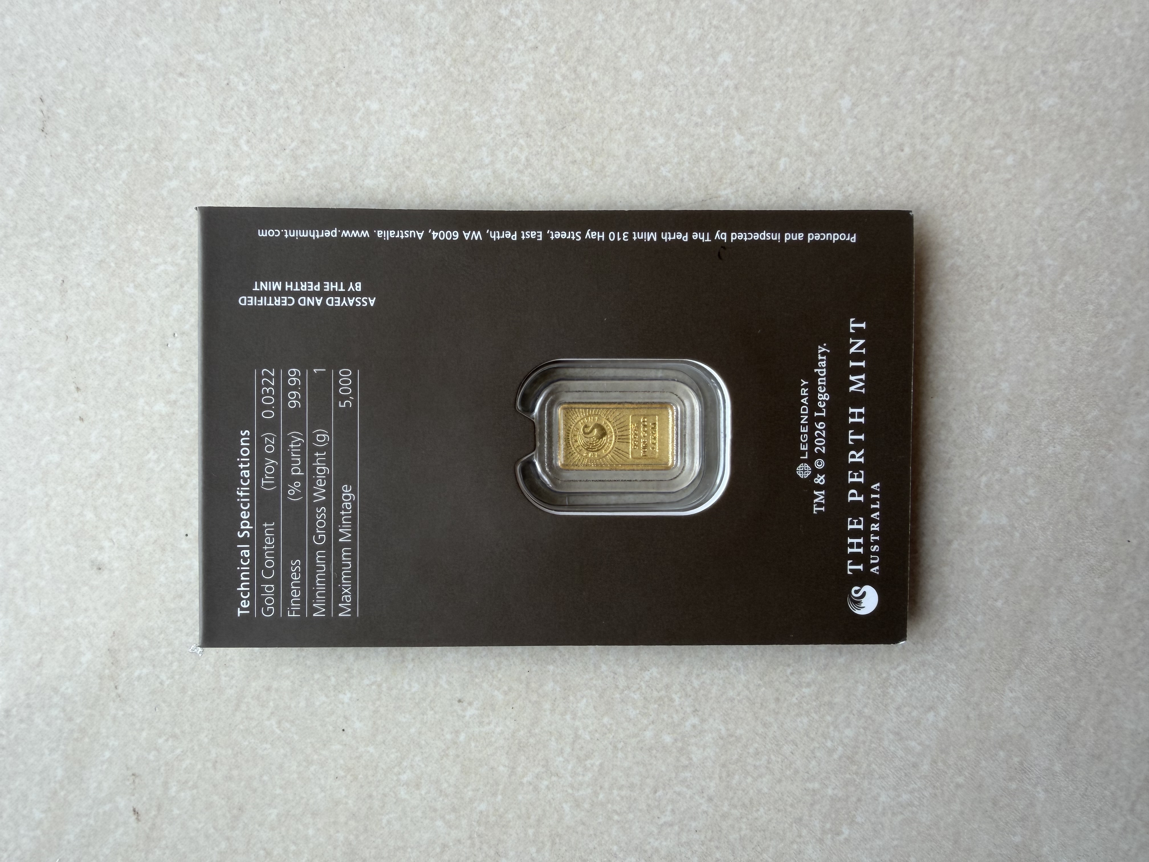 PERTH MINT Dune 1g 🇦🇺 Australia Limited Gold Bar Emas 999.9 with Sleeve 澳洲电影沙丘沙虫限量金条